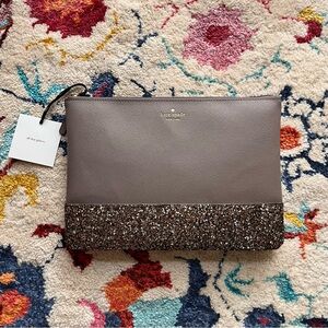 KATE SPADE Grey Glitter Clutch